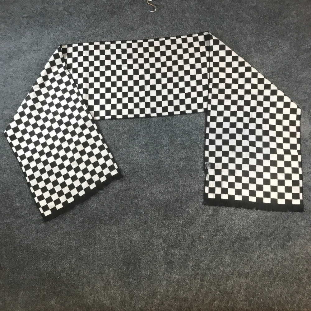 Cashmere Feeling Scarf Womens OS Black White Good Checkerboard Knit Cotton Blend